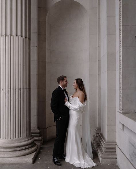 Beth wore Garance Watters on her wedding day at Old Marylebone Town Hall #garancewatters #beawattersgirl #silkyweddingdress #longsleevesbridalgown #bridalgowncheshire Silky Wedding Dress, Old Marylebone Town Hall, Marylebone Town Hall, Luxury Elopement, City Chic Wedding, Willowby By Watters, Alt Wedding, Flower Girl Outfit, By Watters