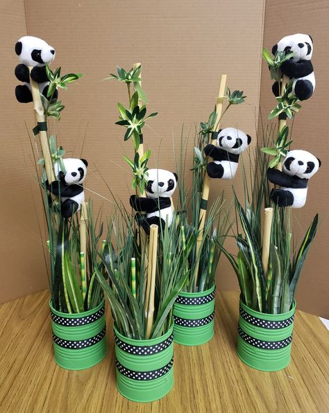 Panda Theme Centerpieces, Panda Table Decorations, Panda Centerpieces Party Ideas, Panda Theme Decoration, Panda Decorations Party Birthday, Panda Theme Baby Shower Ideas, Panda Centerpieces, Korean Theme Party Ideas, Panda Baby Shower Ideas