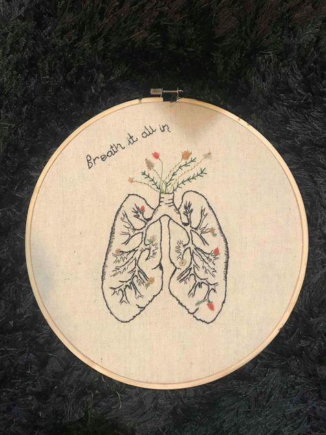 Lung Embroidery Pattern, Lung Embroidery, Lungs Embroidery, Embroderie Patterns Free, Lung Tattoo, Diy Trousse, Hand Embroidery Patterns Free, Women Embroidery, Embroidery Lessons