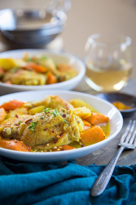 Paleo Instant Pot Turmeric Chicken with Carrots, Sweet Potatoes, and Parsnips. A clean and delicious comforting meal that's easy to make any night of the week. | TheRoastedRoot.com #glutenfree #healthy #lowcarb #whole30 Chicken And Root Vegetables, Coconut Milk Sauce, Turmeric Chicken, Clean And Delicious, Low Fodmap Recipes, Fodmap Recipes, Instant Pot Chicken, Meal Prepping, Root Vegetables