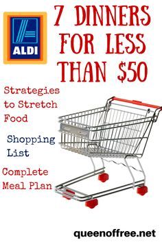 Check out this ALDI Meal Plan which allows you to make 7 dinners for a family of 4 for under $50! Aldi Meals, Aldi Meal Plan, Food Shopping List, Aldi Shopping, Aldi Recipes, Budget Meal Planning, Frugal Living Ideas, Cheap Dinners, Grocery Budgeting