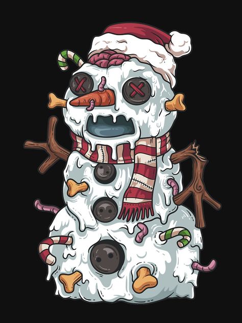 Halloween Christmas Art, Spooky Xmas Wallpaper, Spooky Christmas Drawing, Spooky Christmas Art, Funny Christmas Art, Evil Christmas, Funny Christmas Images, Digital Art Christmas, Snowman Funny