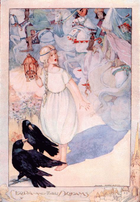 Andersen's Fairy Tales, Hans Christian Anderson, The Snow Queen, Black Birds, Fairytale Illustration, Hans Christian Andersen, Hans Christian, Fairytale Art, Snow Queen