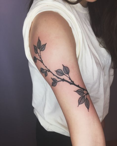 🌿Julia Hayes🌿 on Instagram: “Wrapping rose branch, sans flower. Thank you Emily! I really like how this came out. #rose #thorns #rosetattoo #botanicaltattoo…” Rose Thorn Tattoo, Thorns Tattoo, Rose Vine Tattoos, Blood Tattoo, Thorn Tattoo, Rose Branch, Wrap Tattoo, Branch Tattoo, Rose Thorns