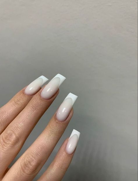 Tapped Square Acrylic Nails, Kaci Jay Nails, French Square Nails Long, Milky White French Tip Nails Square, Long Square Nails French Tip, Medium Square French Tip Acrylic Nails, Narrow Square Nails, Medium Tapered Square Acrylic Nails, French Nail Designs Square