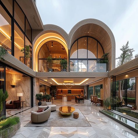 Artec Villa by Amir Reza Hassani @architect_hasani. 🔗 https://www.amazingarchitecture.com/visualization/artec-villa-by-amir-reza-hassani Amir Reza Hassani: This architectural masterpiece, with its unique arch design and stunning views, embodies the fusion of art and nature. Artec Villa, featuring open spaces and modern lighting, provides a serene and delightful environment for its residents… #ai #iran #isfahan 🔗 https://www.amazingarchitecture.com/ A collection of the best contempor... Villa Design Exterior, Isfahan Architecture, Iran Isfahan, Villa Style, Working Hands, Art And Nature, 3d House, Arch Design, Design Exterior