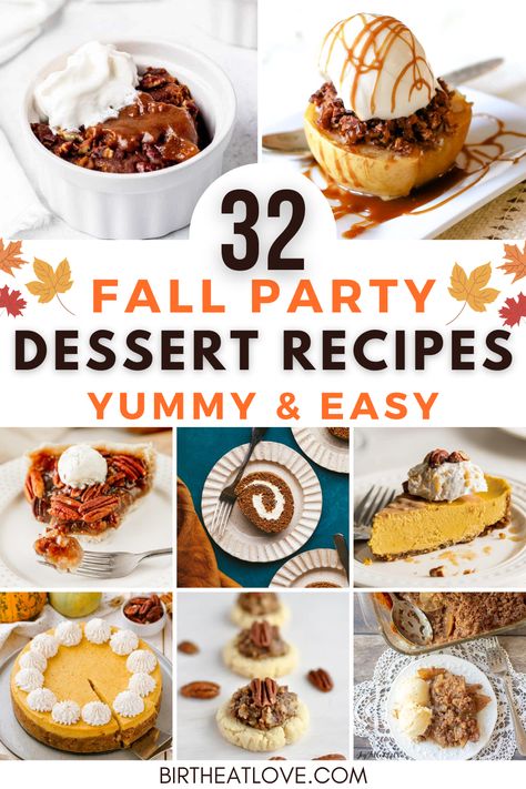 Fall party desserts to impress! You'll find lots of delicious dessert recipes for your Fall party with apple, pumpkin, cinnamon and pecans perfect for serving on your dessert table. Give these yummy recipes for Fall desserts a try. #dessert #Fallparty Fall Party Dessert, Fall Party Desserts, Best Thanksgiving Desserts, Desserts To Impress, Healthy Thanksgiving Desserts, Thanksgiving Dessert Recipes, Fall Party Food, Fun Thanksgiving Desserts, Apple Pumpkin