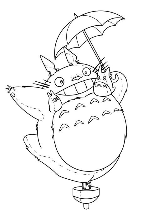 Totoro Line Art, Totoro Outline, Totoro Coloring Pages, Studio Ghibli Coloring Pages, Ghibli Coloring Pages, Ghibli Coloring, Kodama Tattoo, Totoro Drawing, Totoro Tattoo