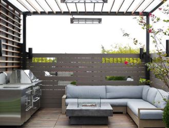 Luxury Stainless Steel Outdoor Kitchens & Cabinets | Danver Pergola Kitchen, Terrace Plan, Barbeque Outdoor, Beautiful Pergola, Contemporary Deck, Kitchen Arrangement, Kitchen Sofa, Cheap Pergola, Pergola Ideas