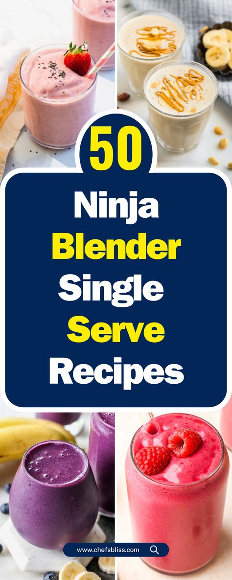 50+ Delicious Ninja Blender Single Serve Recipes for Every Occasion! Smoothie Recipes Ninja Blenders, Ninja Fit Blender Recipes, Smoothie Recipes High Calorie, Smoothie Recipes For Small Blender, Recipe For Smoothies, Ninja Single Serve Smoothie Recipes, Ninja Bullet Smoothie Recipes, Ninja Personal Blender Recipes, Ninja Drink Recipes