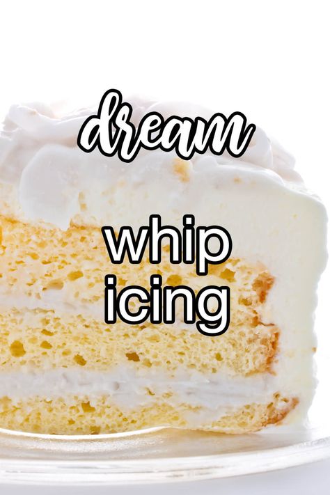 Dream Whip Icing - Take the guesswork out of making perfect icing. Dream Whip topping mix helps stabilize the icing and vanilla pudding mix gives it a creamy texture. | CDKitchen.com Pudding Icing Recipe Without Cool Whip, Pudding Mix Icing, Dream Whip Icing, Cool Wipe Icing, Icing Made With Pudding, Dream Whip Frosting With Pudding, Frosting Made With Pudding, Cool Whip Frosting Without Pudding, Walmart Whipped Icing Recipe