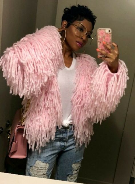 Pink fringe Fringe Sweater Outfit, Sweater Outfit, Fringe Sweater, Fashion Ideas, Sweater Outfits, Fur Coat, Ruffle Blouse, Fashion Outfits, Embroidery