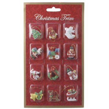 Amazon.com - Resin Petite Treasures Miniature Ornaments Set Of 12 - Decorative Hanging Ornaments Mini Gumball Machine, Room Box Miniatures, Mini Christmas Ornaments, Fairy House Crafts, Resin Ornaments, Christmas Angel Ornaments, Reindeer And Sleigh, Dollhouse Christmas, Miniature Christmas Trees