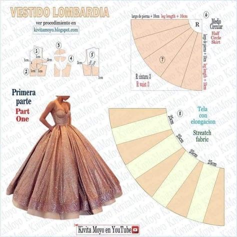 Pola Rok, Gown Sewing Pattern, Formal Dress Patterns, Dress Sewing Patterns Free, Clothing Pattern Design, Sewing Wedding Dress, Wedding Dress Patterns, Sewing Tutorials Clothes, Fashion Design Patterns