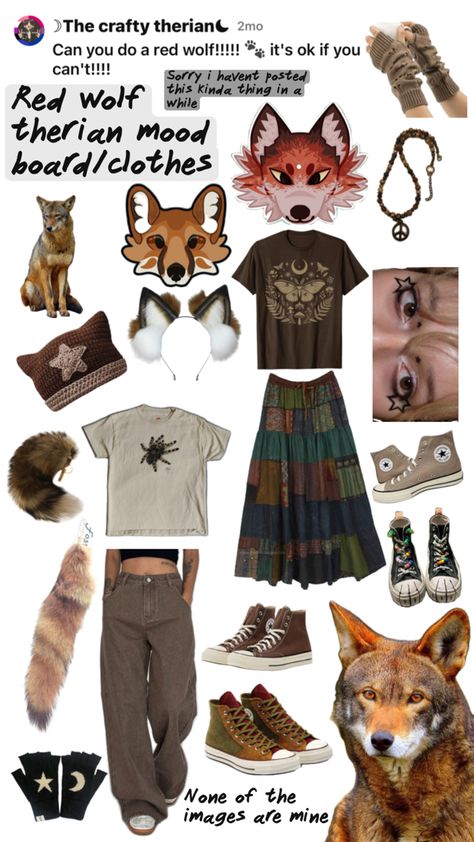 🌾🐾🪶⭐️love therians🐾🌱🍃🦌 Mood Board Clothes, Wolf Therian, Anime Cake, Red Wolf, School Fits, Fairy Grunge, Christmas Wishlist, Cute Fashion, Mood Board