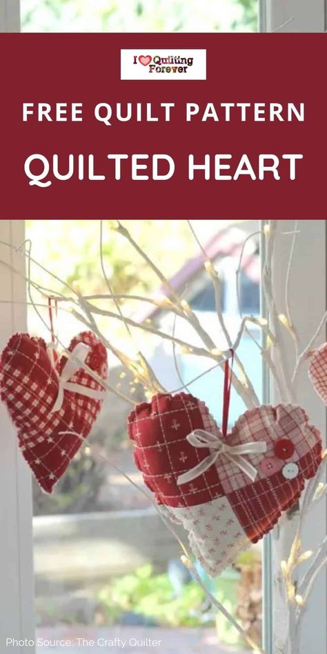 Heart Quilt Patterns, Quilted Toys, Free Quilt Tutorials, Log Cabin Quilt Pattern, Heart Quilt Pattern, Patchwork Heart, Quick Quilt, Single Quilt, Diy Valentines Decorations