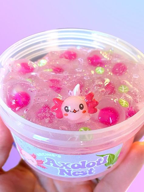 Axolotl Slime, Frog Spawn Slime, Axolotl Eggs Slime, Axolotl Charm, Birthday Gift, Stress Relief Toy, Kids Gifts, - Etsy Denmark Axolotl Slime, Axolotl Crafts For Kids, Frog Spawn, Egg Slime, Slime Clear, Slime Birthday, Henderson Nevada, Hello Kitty Crafts, Clear Slime