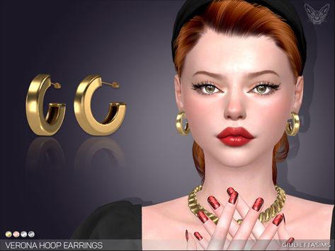 feyona's Verona Hoop Earrings Ts4 Hoop Earrings, Ts4 Earrings, Sims Cc Hair, Sims Collection, Ts4 Accessories, Cc Jewelry, Sim4 Cc, Sims Pets, Cc Patreon