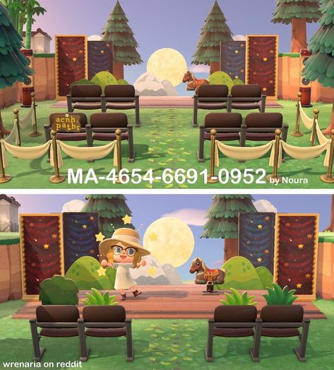 ✨Animal Crossing Patterns ✨ on Instagram: “Make your own adorable outdoor theater design like wrenaria on reddit did! The code for the curtains is in the image, and is from Noura on…” Animal Crossing Patterns, Animal Crossing Codes, Animal Crossing Nintendo, Acnh Paths, Outdoor Movie Theater, Theater Design, Ideas Decoracion, Animal Crossing Memes, Qr Codes Animal Crossing