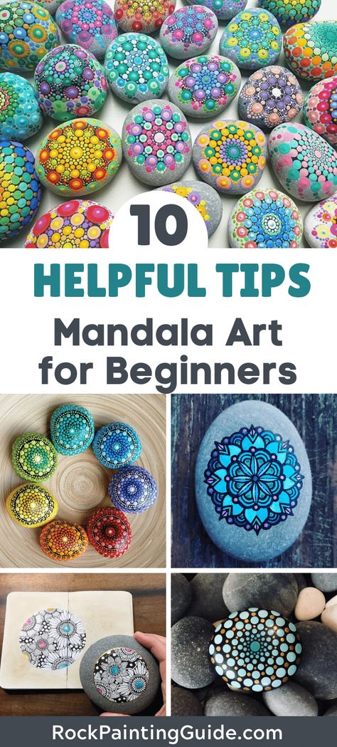 Beginner Dot Mandala Patterns, Paint Dot Art, Dot Painting Patterns For Beginners, Dot Mandala Patterns, Dot Painting For Beginners Tutorial, Dotted Rocks, Paint Mandala, Mandela Rock Painting, Dot Mandela