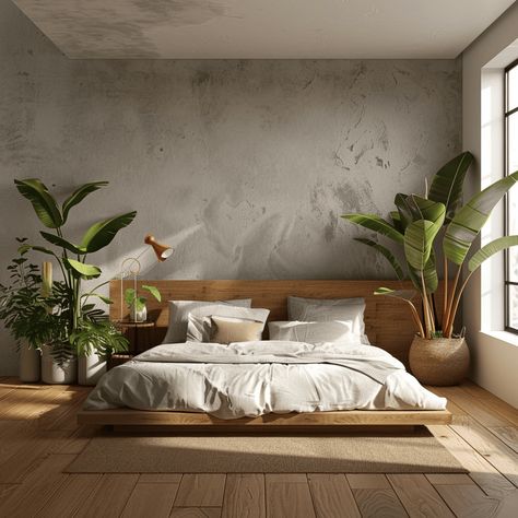 Rustic Minimalist Bedroom, Floating Bed Design, Japandi Interiors Bedroom, Cool Bedroom Designs, Bedroom Aesthetic Minimalist, Japanese Minimalist Bedroom, Bedroom Zen, Minimalist Bedroom Color, Wabi Sabi Bedroom