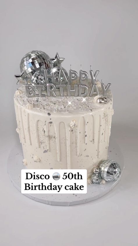 Mirrorball Birthday Cake, Mirror Ball Cake, 18th Birthday Party Disco Theme, Disco Cakes Birthday, Disco Birthday Cake Ideas, Disco Ball Cake Ideas, Birthday Cakes Disco, Disco Themed Cake, Disco Ball Birthday Cake