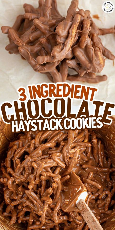 Haystack Cookies Chocolate Haystack Cookies, Chow Mein Noodle Cookies, Chocolate Haystacks, Haystacks Recipe, Haystack Cookies, Christmas Cookie Boxes, Easy Christmas Candy Recipes, The Perfect Cookie, Chocolate Candy Recipes