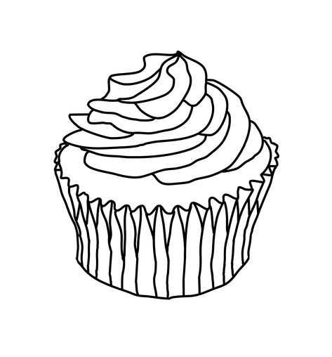 Cupcake Outline, Half Photo, Cake Tattoo, Strawberry Cupcake, Outline Design, Outline Designs, Strawberry Cupcakes, Food Drawing, Recipe Book