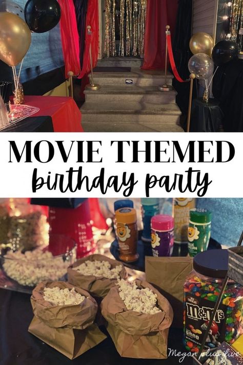 Movie-themed Party, How To Host The Perfect Movie Theme Birthday Party Movie Party Themes For Adults, Movies Themed Birthday Party, Movie Theme Birthday Party Activities, Movie Theme Slumber Party, Movie Time Birthday Party, 40th Birthday Movie Theme, Party Themes Middle School, Class Movie Party, Netflix And Chill Party Theme