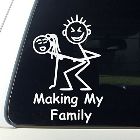 Family Car Stickers, Funny Car Bumper Stickers, Family Decal, Funny Stick Figures, Stick Figure Family, Family Decals, Van Wall, Stick Man, Tool Boxes