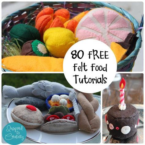 80 Free Felt Food Tutorials Diy Felt Food, Easy Felt Crafts, Felt Food Diy, Felt Food Patterns, Felt Craft Projects, Crochet Toys Free Patterns, Felt Toys Patterns, Crochet Toys Free, Felt Play Food