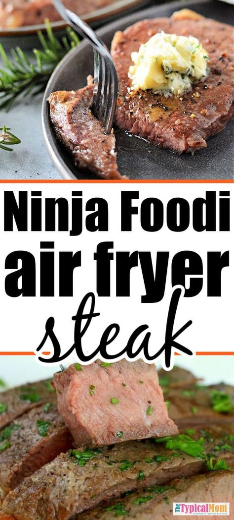 Ninja Foodi Dual Zone air fryer steak recipe and review. Double air fryer so you can cook two things at one time. Steak and potatoes together. #ninjafoodi #dualzoneairfryer #ninjafoodidoubleairfryer #ninjafoodisteak #airfryersteak Air Fry Steak, Frozen Steak, Ribeye Steak Recipes, Air Fryer Steak, Air Fryer Oven Recipes, Air Fry Recipes, Air Fryer Dinner Recipes, Juicy Steak, Steak Recipe