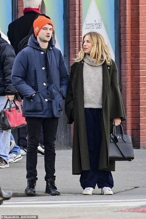 Sienna Miller reunites with ex Tom Sturridge in NYC | Daily Mail Online Sienna Miller Winter Style, Sienna Miller Street Style, Sienna Miller Style, Sienna Miller, Jenner Outfits, Tokyo Fashion, Celebrity Outfits, 가을 패션, Winter Looks