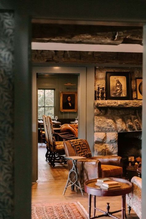 Inside Highlands, North Carolina’s Cozy New Inn – Garden & Gun Lodge Interiors, Highlands North Carolina, Mulberry Home, Cozy Seats, Hunting Lodge, Mountain Lodge, Bunk House, English House, Mountain Cabin