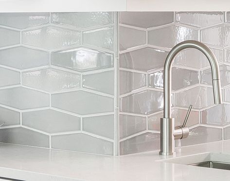 Grey Hexagon Backsplash, Elongated Hexagon Backsplash, Hexagon Backsplash Kitchen, Hexagon Kitchen Backsplash, Elongated Hexagon Tile, Hexagon Tile Kitchen, Gray Kitchen Backsplash, Hexagon Tile Bathroom, Hexagon Tile Backsplash