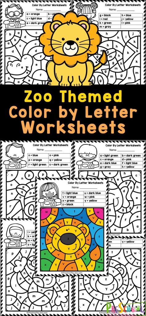 Children love visiting zoos and seeing the unique animals with their engaging habits and interesting features. Kids will find the letter to color by code and bring various cute animals to life with these zoo color by letter worksheets. These free printable color by code worksheets help children work on letter recognition and strengthening fine motor skills! Simply print the colour by letter activities to work on letter recognition with preschool, pre-k, kindergarten, and first grade students! Animal Prek Activities, Zoo Activities Preschool Free Printable, Color By Letter Free Printables, Zoo Worksheets, Zoo Animals Preschool Activities, Zoo Activities Preschool, Zoo Animals Preschool, Zoo Animal Activities, Animal Cell Project