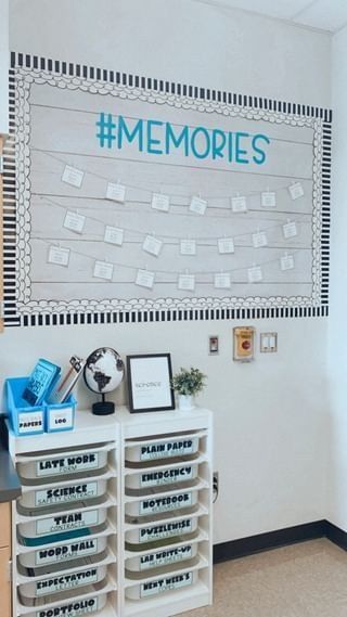 Student Photo Bulletin Board, Bulletin Board Polaroid, Classroom Pictures Of Students, Photo Bulletin Board Ideas, Memories Bulletin Board, Interactive Bulletin Boards Elementary, How Does Learning Happen, Jungle Classroom, Interactive Bulletin Boards