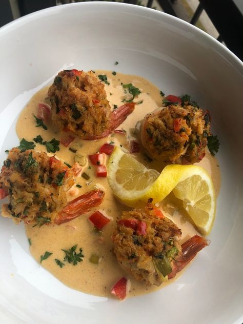 Crab Cake Stuffed Shrimp w/ Cajun Cream Sauce – The Glam Kitchen Crab And Shrimp Recipe, Cajun Cream Sauce, Cajun Crab, Stuffed Shrimp, Crab Stuffed, Glam Kitchen, Crab Stuffed Shrimp, Shrimp Sauce, Crab Cake