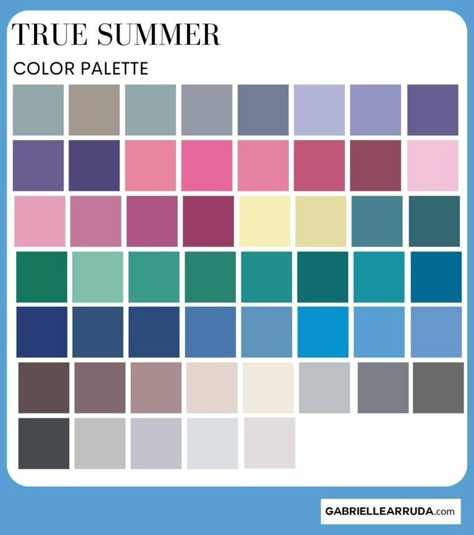 True Summer Hair, Summer Seasonal Color Analysis, True Summer Outfits, True Summer Colors, True Summer Makeup, True Summer Color Palette, Color Analysis Summer, Cool True Summer, Cool Summer Palette