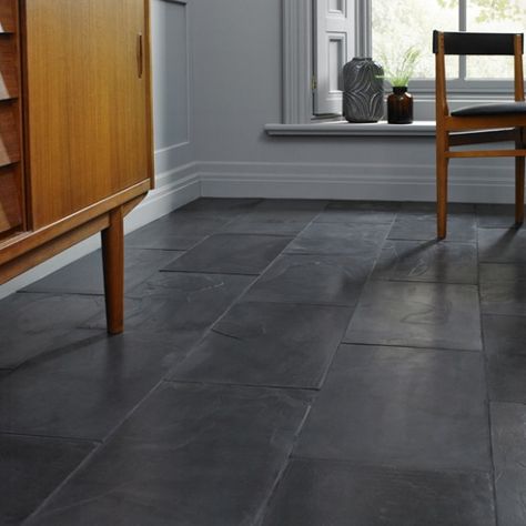 Slate Floor Kitchen, Black Slate Floor, Black Slate Tiles, Slate Kitchen, Slate Tiles, Slate Tile Floor, Stone Tile Flooring, Black Floor Tiles, Stone Floor