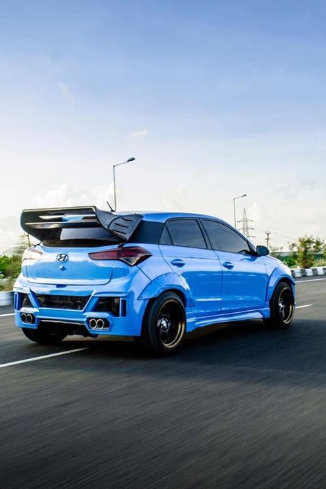 Modified Blue Hyundai I20 | Wide Body, Spoiler - ModifiedX I20 Hyundai Modified, Small Suv Cars, Family Cars Suv, Suv Range Rover, Mod Cars, Car Modified, Hyundai I20, Hyundai Motor, New Hyundai