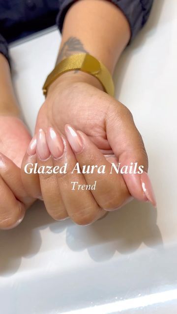 Aura Glazed Nails, Glazed Aura Nails, Neutral Aura Nails, Aura Nails Chrome, Aura Nails Tutorial, Chrome Manicure, Glazed Doughnut, French Tip Nail Art, Aura Nails