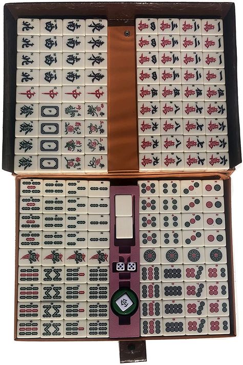 Mahjong Set, Chinese Mahjong Game Set with Carrying Travel Case, 1.5’’ Large 144+2 Tiles with Arabic Numerals, 2 Dice and a Wind Indicator, Majong Games for Adults Gift / Birthday-Chinese Mahjong Set : Toys & Games Chinese Board Games, Chinese Games, Mahjong Tiles, Mahjong Set, Mah Jongg, Laser Cut Wood Crafts, Traditional Games, Adult Games, Christmas Mom