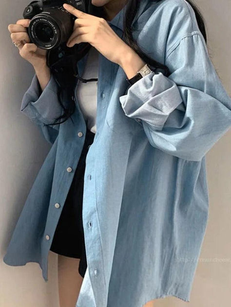 Style: Casual/Street/Vintage/Basic/Preppy 
 Fabric Content: Polyester 
 Fit Type: Loose Fit 
 Neckline: Shirt Neck 
 Sleeve Length: Long Sleeve Long Sleeve Under Shirt Outfit, Preppy Fabric, Ootd Vintage, 2000s Outfits, Baby Tees Y2k, Y2k Baby Tee, Vintage Blouse, Amazing Outfits, Blouse Online