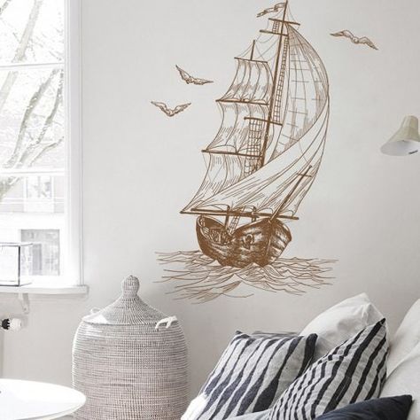 Cheapest and Latest women & men fashion site including categories such as dresses, shoes, bags and jewelry with free shipping all over the world. Pirates Ship, Cheap Wall Stickers, Boat Wall, Wall Decor Decals, Living Room Background, Removable Wall Stickers, Nautical Wall, Wall Stickers Kids, Pvc Wall