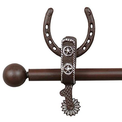 Spur Curtain Rod Holders Western Curtain Rods, Western Curtains, Western Bedding Sets, Western Rooms, Western Bedroom, Black Forest Decor, Curtain Rod Holders, Cowboy Decorations, Rod Holders