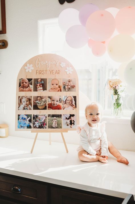 One Year Bday Decorations, 1 Year Picture Board, One Year Banner, One Year Birthday Photo Display, One Year Photo Display, First Birthday Party Picture Display, 12 Month Birthday Board, 1 Year Photo Board, One Boxes Birthday