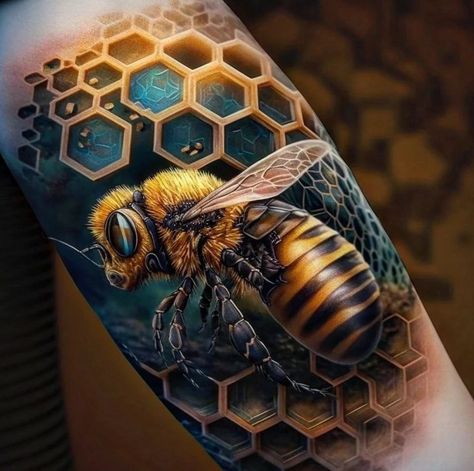 Queen Bee Tattoo, Honeycomb Tattoo, See Tattoo, Tier Tattoo, Egypt Tattoo, Insect Tattoo, Wicked Tattoos, Geniale Tattoos, Creepy Tattoos