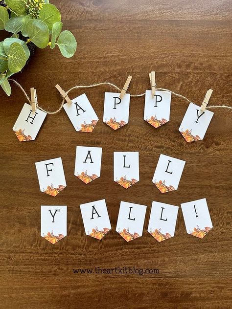 Happy Fall Y'all Banner {FREE PRINTABLE!} Fall Banner Printable, Autumn Banner, Decor Classroom, Homeschool Room, Fall Banner, Classroom Art, Fall Coloring Pages, Educational Activities For Kids, Fall Items