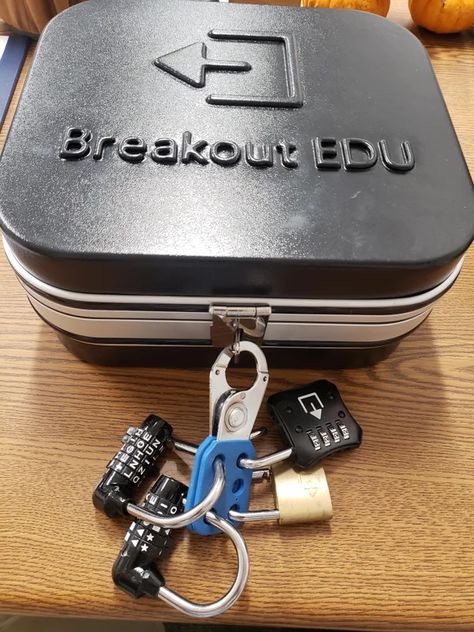 d a fun activity I have in recent years been including a Breakout Box activity for family to patriciate in. Similar to an escape room, just on a smaller scale, a Breakout Box is some kind of container that you put a series of customizable padlocks on with a series clues that p Activity For Family, Escape Box, Breakout Edu, Breakout Boxes, Team Activities, Room Box, Diy Box, Escape Room, Family Gathering